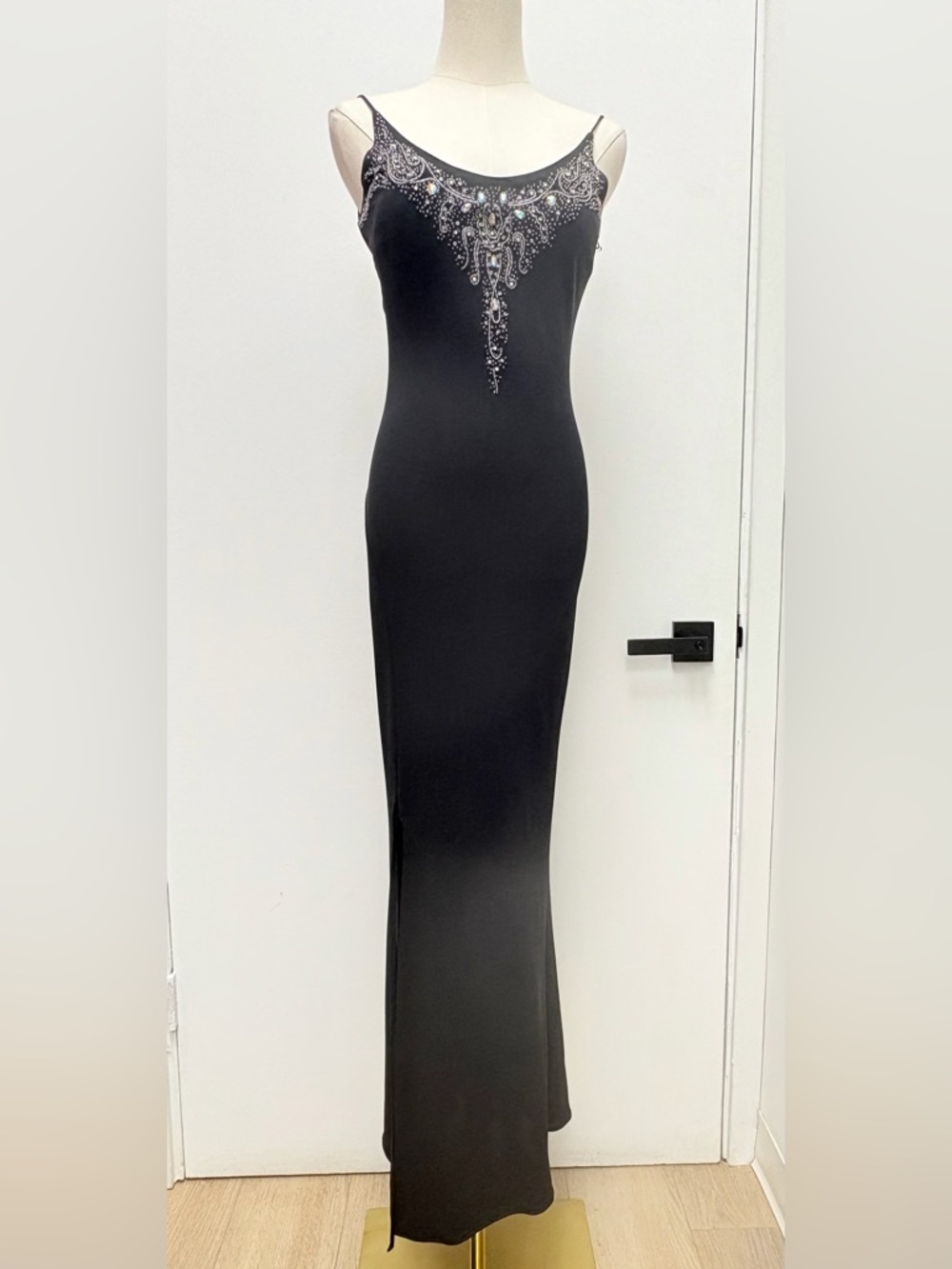Orna Farho Black Beaded Evening Gown Size S
